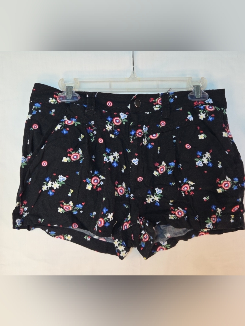 Womans Marvel Shorts Sz L Black Floral Her Universe Marvel Comics Comfortable I